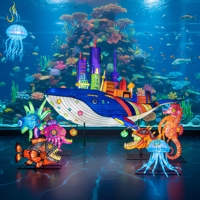 Maßgefertigte Große Einzigartige Wolkenkratzer-Wal-Tierlaterne Wasserdichte Festival-Laterne für Aquarium-Tour-Lichtinstallation