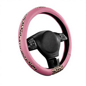 Housse de <span class=keywords><strong>volant</strong></span> standard de type D Road Comforts en cuir PVC, tissu léopard, ajustement universel, 15 pouces, en forme de D (couleur rose) - Product Image 1
