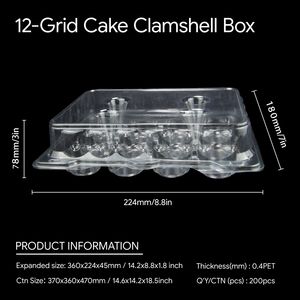 Hộp bánh nhựa PET trong suốt 6 ngăn, có thể tùy chỉnh logo, đóng gói thực phẩm dạng vỏ sò, bán sỉ - Product Image 3