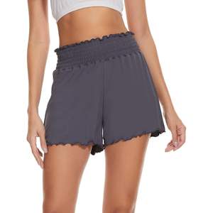 Pantalones Cortos de Pijama de Viscosa de Bambú para Mujer al por Mayor, de Cintura Alta, Suaves, para Descansar, Color Gris Oscuro, Talla Grande - Product Image 1