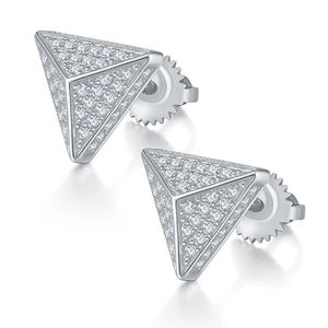 925 Sterling <b>Silver</b> Gold <b>Stud</b> <b>Earrings</b> Square and Round Lab Grown VVS Diamond Simple Elegant Jewelry Gift for Women - Product Image 5