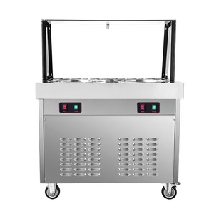 Machine à rouleaux de crème glacée et de yaourt glacé à fruits, avec double cuve ronde, double compresseur et six bacs - Product Image 1