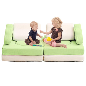 Canapé modulaire pour enfants avec coussins en éponge haute densité pour le jeu et l'assise des enfants, 2 places, construction en tissu - Product Image 1