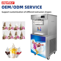 Machine à glace molle commerciale sur pied, 30-38 L/h, automatique, 5 buses, avec compresseur