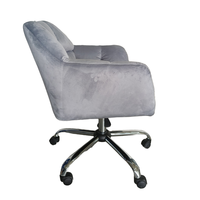 Chaise de bureau moderne à dossier haut en velours, pivotante à 360°, réglable en hauteur, avec support lombaire, base en acier rembourrée, inclinable