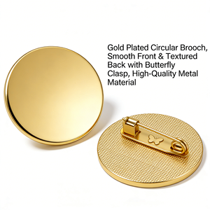 Broche personnalisée en métal vierge, différentes formes : croix, drapeau, rond, carré, rectangle, en or ou en argent, épingle de revers - Product Image 3