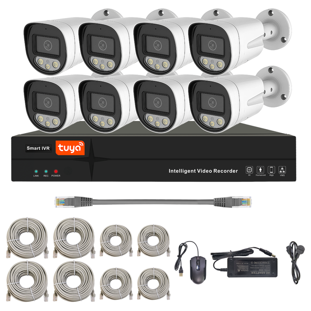 8CH POE NVR Kit 4MP 8MP Smart IP Camera H.265 AI Human Two-Way Audio Night Vision CCTV Security Camera System for Home Business