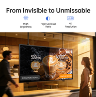 Pantalla LCD Digital para Ventanas de Grado Industrial, 3500nits, -20~70, Android, Animación, Sensor de Luz, para Interiores, Tiendas, IP33, AG