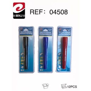 Mnj Permanent Marker Pen Black Blue Red 12Pcs Pack For Writing Labeling - Product Image 2