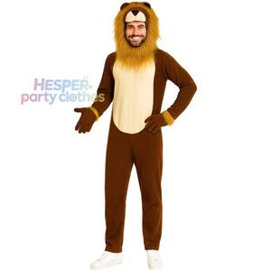 HP <b>Adult</b> Unisex <b>Lion</b> With Furry Mane Soft Brown Animal Jumpsuit for Halloween Carnival Party Stage <b>Costume</b> - Product Image 1