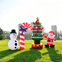 Ensemble de décorations de Noël gonflables géantes : Arbre de Noël, Bonhomme de neige, Canne à sucre, Père Noël, en tissu Oxford, pour extérieur, jardin, fêtes, événements et présentations solaires