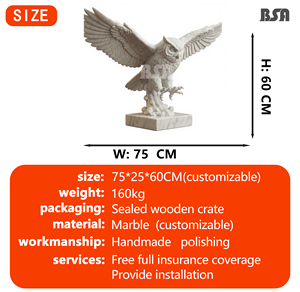 <span class=keywords><strong>Escultura</strong></span> de Búho de Mármol Blanco Natural Personalizada, Estatua de Pájaro de Piedra para Decoración de Interiores de Villas y Hoteles - Product Image 2