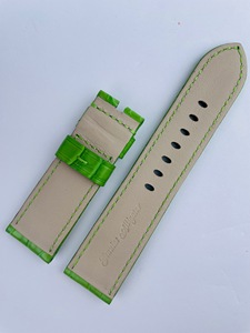 Bracelet de montre espagnol fait à la main, multicolore, vintage, de tailles multiples, avec logo personnalisé, bracelet en cuir d'alligator cousu à la main - Product Image 5