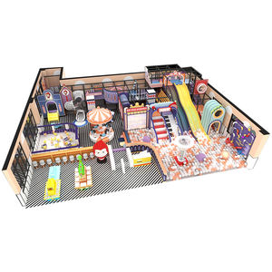 Parque Infantil Indoor Temático de Carnaval Retrô com Piscina de Bolinhas, Escorregador e Carrossel para Centro de Entretenimento Infantil - Product Image 1