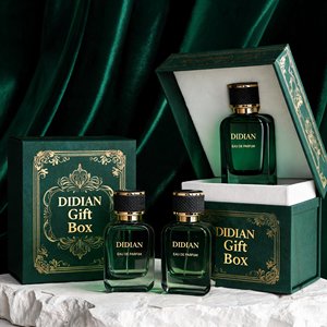 고품질 할인 판매 플랫 스퀘어 빈 녹색 유리 향수병 가죽 뚜껑 30ml 50ml 100ml 크림프 스프레이어 포장 상자 포함 - Product Image 4