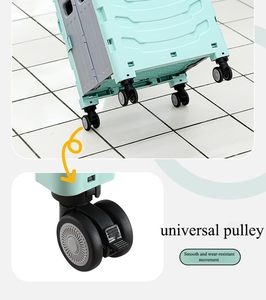 <span class=keywords><strong>Chariot</strong></span> de courses pliable télescopique portable avec panier en plastique à couvercle et roues silencieuses pour les courses en extérieur - Product Image 5