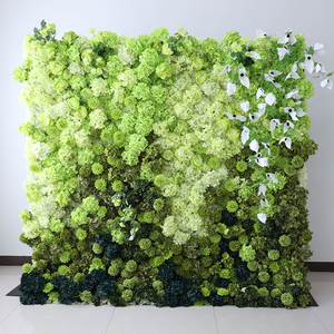 Customized Mall Events Arrangement Flower Backdrop 8ft X 8ft Green Globe <b>Hydrangea</b> <b>Artificial</b> Flower Wall Wending Decor - Product Image 1
