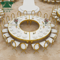 Tables de fête en gros mdf top table de mariage en demi-lune royale en forme de s