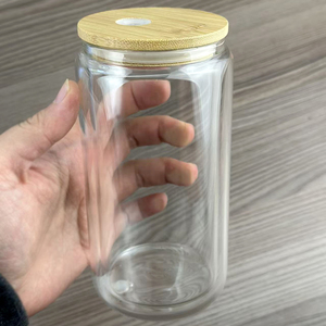 Vaso de Vidrio Esmerilado Mate de Alta Calidad de 16 oz, Botella de Agua con Tapa de Bambú y Pajita, para Vino, Café - Product Image 3