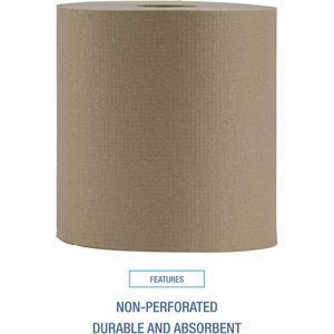 Serviettes en papier non perforées à usage intensif Boardwalk 1 pli, 8 po x 800 pi, naturelles, 6 rouleaux/carton, jetables - Product Image 2