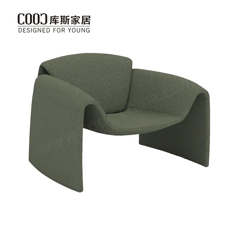 Thiết kế hiện đại màu xanh lá cây Teddy boucle giọng ghế cánh tay duy nhất ghế bành cho đồ nội thất phòng khách