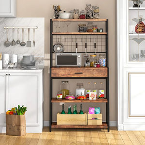 Armoire de rangement Vintage de cuisine bon marché, 5 couches de rangement en bois, Rack de boulangerie, Rack de <span class=keywords><strong>micro</strong></span>-ondes, étagère de cuisine - Product Image 4