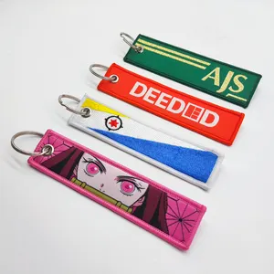 Top Sale Woven Embroidered Keychain/Key Tag/Jet Tags Custom your own logo gift