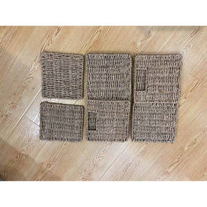 Panier de rangement pliable en herbe de mer naturelle, style simple, écologique, multi-usages pour l'organisation du rangement - Product Image 3