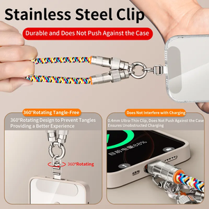 2-in-1 Mobiele Telefoonkoord 1.2M 66W Supersnelle Oplaadkabel Zuiver Koperen Gevlochten Afscherming RVS Type-C Clip Ketting - Product Image 3