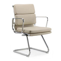 Chaise de bureau haut de gamme en cuir véritable, chaise de direction pour conférence, dossier mi-haut, siège minimaliste réglable en hauteur