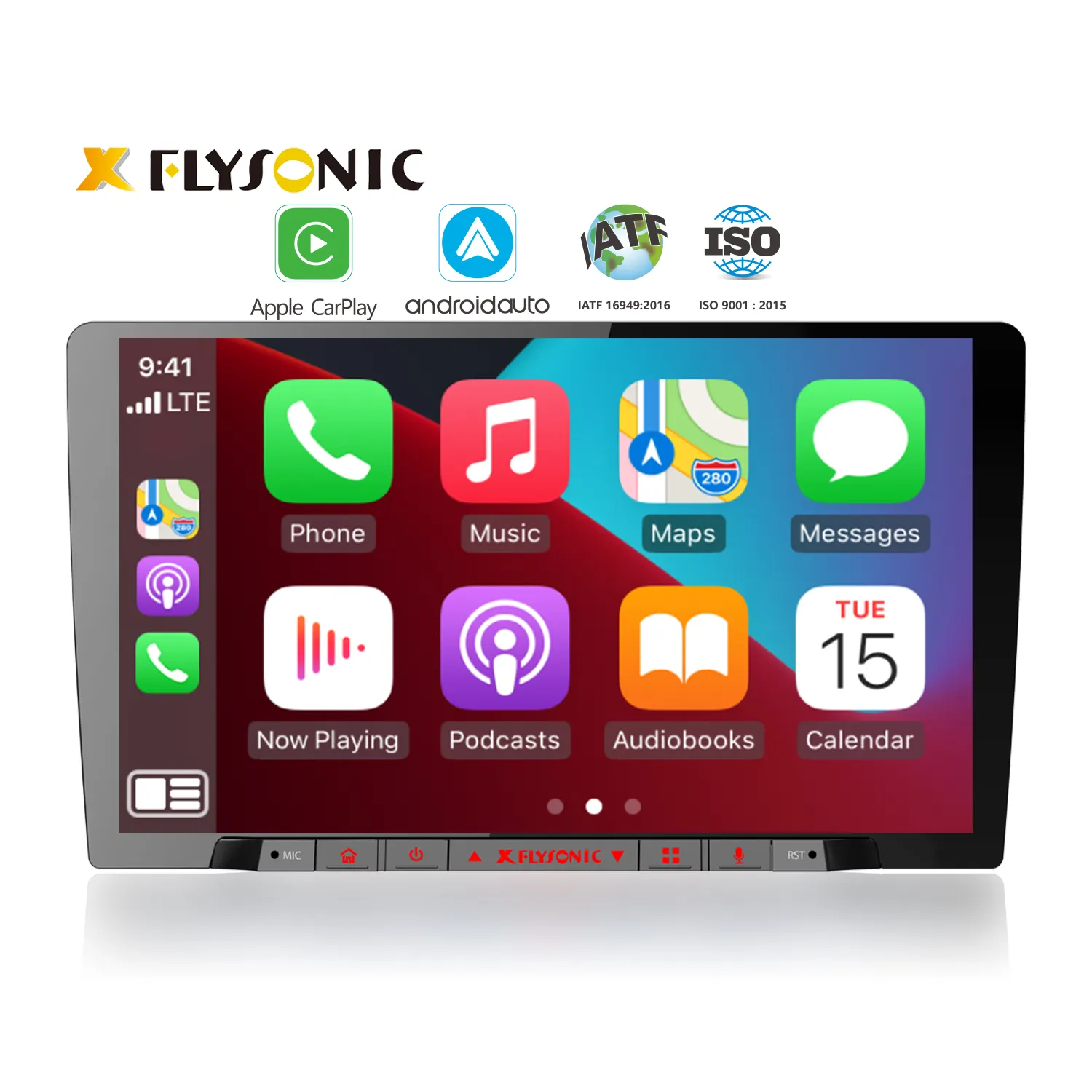 Flysonic - Rádio automotivo com tela carplay Android de 9 polegadas, novo painel 2 din, rádio para carro, estéreo 2 + 32G, navegador, rádio para carro, novo, com 2 din, novo, com 2 canais, compatível com Android