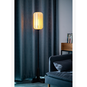 Lampe sur pied de style chinois, abat-jour en bois et soie, lumière LED pour salon, bureau, chambre à coucher - Product Image 3