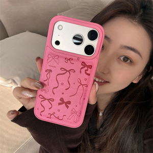 Funda de Teléfono con Lazo de Rosa, Estilo Nuevo, para iPhone 17 Pro <span class=keywords><strong>Max</strong></span>, 16, 15, 14, 13, de Cuero, Estilo Coreano para <span class=keywords><strong>Mujer</strong></span>, Resistente a Caídas - Product Image 3