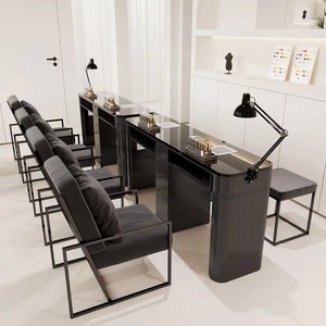 JINCHENG Juego de Mesa y Silla para Uñas, <span class=keywords><strong>Manicura</strong></span> Simple de Mármol Doble, Colores Personalizados Individuales para Tienda de Uñas - Product Image 6
