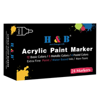 Touchfive — stylo marqueur de peinture en acrylique, 24 couleurs, ensemble de stylos de dessin permanents pour fournitures artistiques