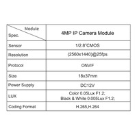 2K 4MP 1/2.9 "Low Lux CMOS Mini IP Bullet Camera Module Pcb Security CCTV Industrial Inspection 1440P 25fps