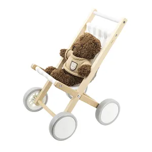 2023 New Design Toddler Push Toys Wooden Baby Learning Walker Kids Shopping Cart Walker