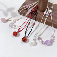 Collier en pierres précieuses multicolores fait main avec cristaux de guérison, collier lariat en pierres précieuses colorées, collier tressé avec pendentif goutte d'eau, cadeau