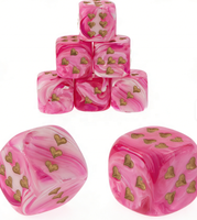 Dés en plastique personnalisés avec logo, 16 mm, 1-12, cube en plastique marbré rose et blanc, dés en forme de cœur D6 pour accessoires de jeu
