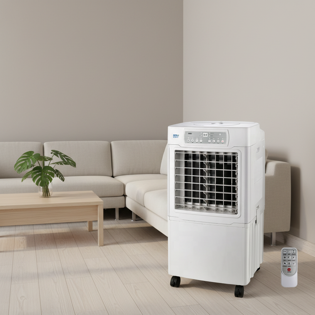 200W Low-Power 45L Large Detachable Water Tank Remote Control Commercial Portable Evaporative Air Cooler with Universal Wheels