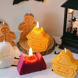 Cadeau d'Halloween, bougie parfumée à la citrouille, décoration créative, ornement fantôme, bougie parfumée d'Halloween, 4 pièces - Product Image 1