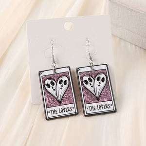 زوج واحد من أقراط الهالوين المخيفة القابلة للطي مصنوعة من الأكريليك وعلى شكل يويجا وقرط الروح الموجودة في التاروت للنساء والبنات مناسبة كهدية لعيد الميلاد - Product Image 3