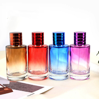 Flacon pulvérisateur en verre à fond épais dégradé de couleur de 30ml pour emballage de parfum Flacon en verre de parfum à brume fine en forme de cylindre