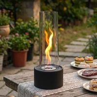 Cheminée d'extérieur portable moderne en métal, style cheminée cylindrique, avec extincteur