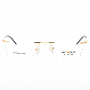 Lunettes sans monture gris-noir pour hommes, monture optique en métal, visage carré, largeur moyenne, verres Plano, modèle SF9002 - Product Image 4