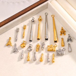 Amuletos con Iconos Cotidianos |   Colgantes Miniatura de Acero Inoxidable con Baño de Oro PVD de 18K para la Creación de Joyas |   Impermeable, Hipoalergénico - Product Image 3
