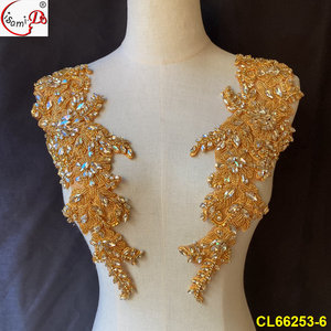 Lisami moda lüks kristal el yapımı beaned rhinestone gelinlik elbise aksesuar ve çiçek yama - Product Image 3