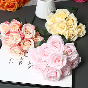 Jardin de roses en soie réaliste avec 9 roses artificielles - Fleurs de style naturel faites à la main pour les décorations de mariage et de la fête des mères - Product Image 6