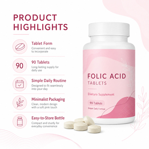 Comprimés de DHA et d'acide folique pour adultes, supplément de vitamine B9, 60 unités, certifié Halal, végétalien, sans gluten – Meilleures ventes en gros - Product Image 3