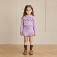 Pull pour tout-petits 2026 Automne/Hiver MP Filles Style pastoral Fait main Pompons Brodés 100% Coton Dessin animé